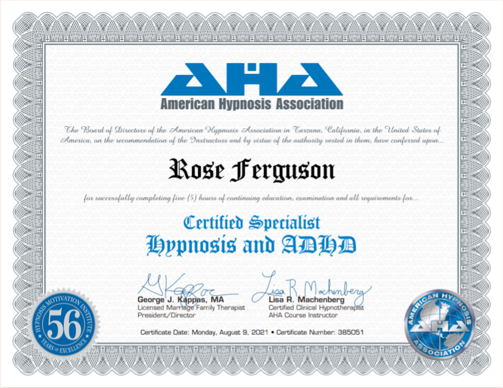 Rose Buono Certified Specialist Hypnosis and Childbirth
